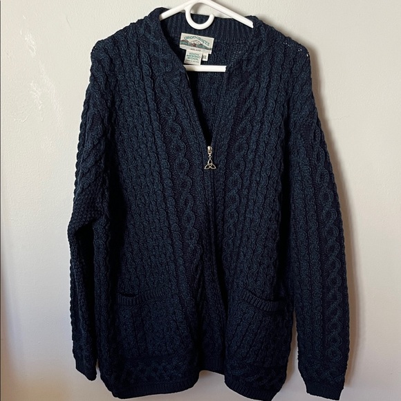 Aran Crafts Other - Aran Crafts 100% Merino Wool  Men's Dark Blue Zip-Up Sweater size XXL